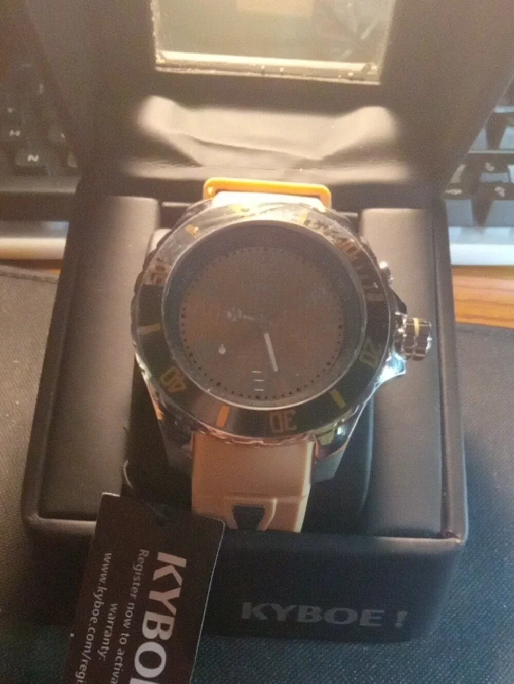 Kyboe Gold Dial Sport Watch with Beige Silicone Strap